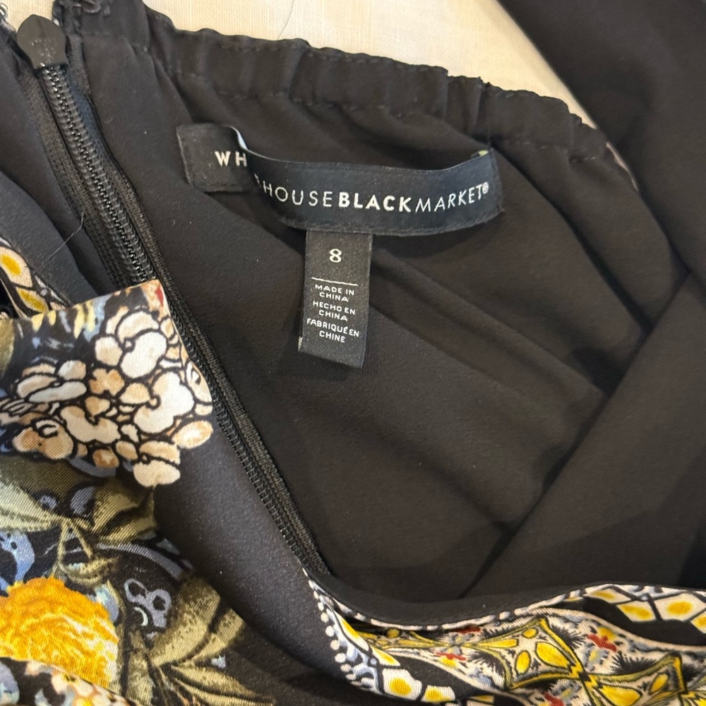 White House Black Market Black Floral Maxi Dress with Yellow Accents - Picture 5 of 7